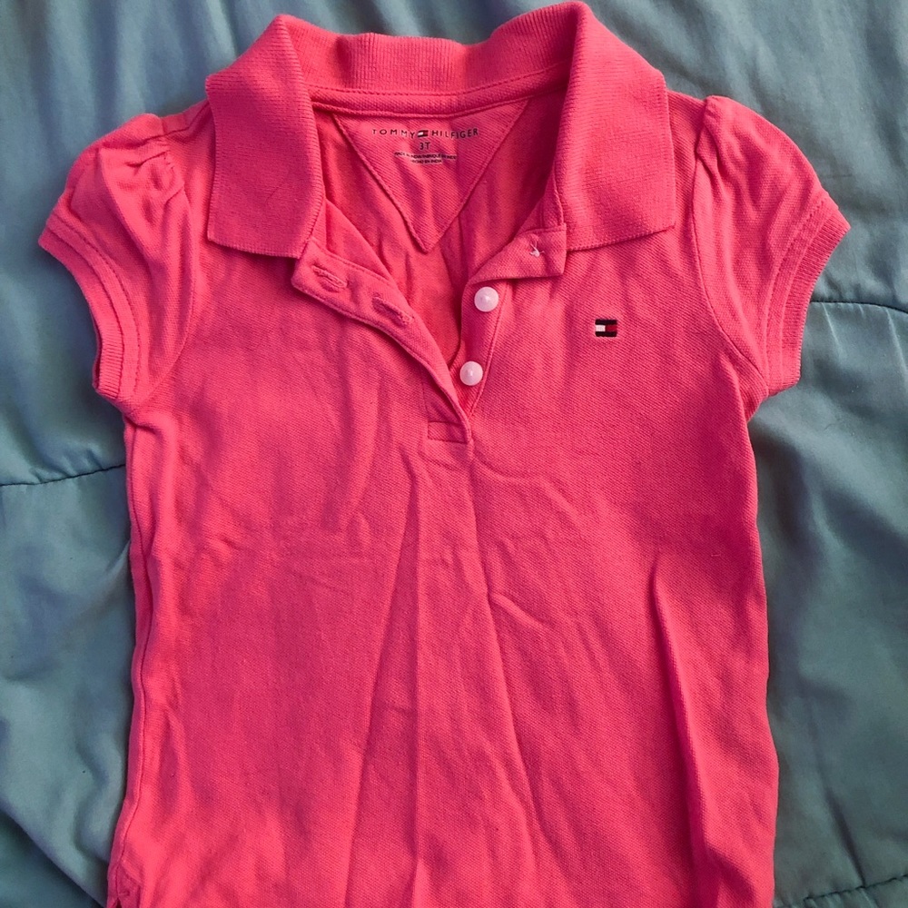 Girls Tommy Hilfiger Pink Polo Short Sleeve Shirt